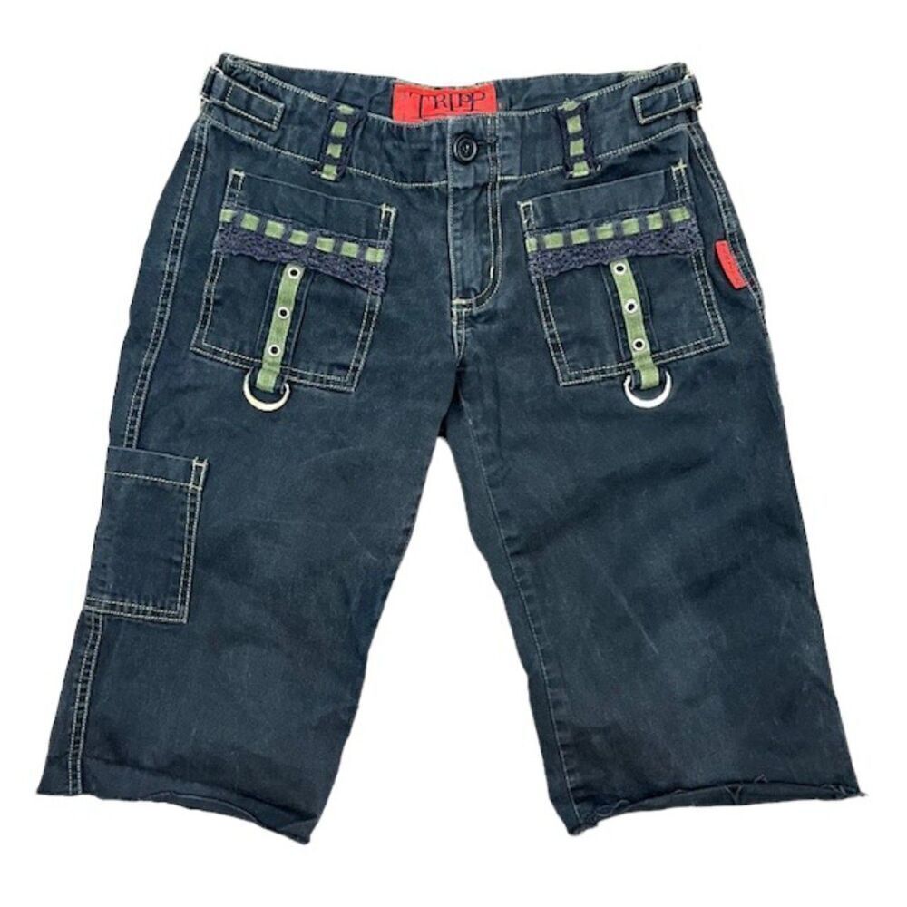 TRIPP NYC Daang Goodman Y2K Rare Green Buckle Lace Short Black Cotton Size Small